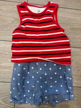 GAP Infant Stars & Stripes Sleeveless Romper 6-12mo